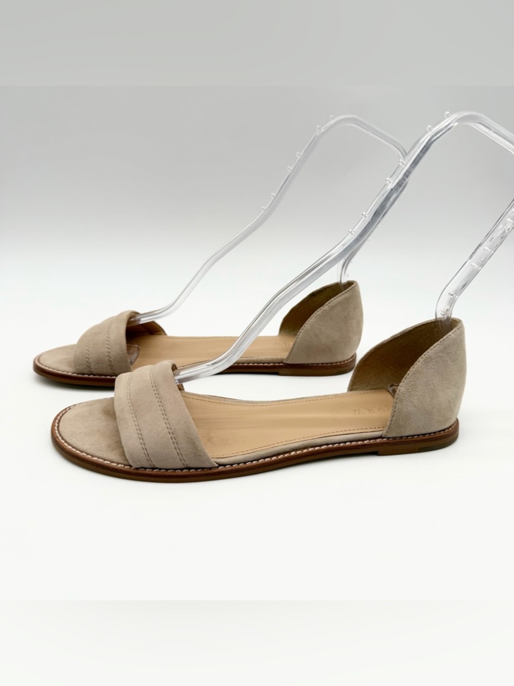 J Crew Hayes Suede Leather Slip-on Sandals Flats Closed Heel Nude Size 9